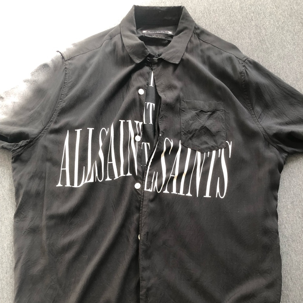All Saints black viscose button down